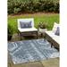 Unique Loom Anthro Outdoor Bohemian Rug 5 3 x 5 3 Square Blue