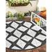 Unique Loom X Outdoor Modern Rug 12 0 x 12 0 Round Black and White