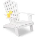Outdoor Adirondack Chair All-Weather Potia Armchair with Cup Holder Modern Accent Oversized Lounge Chair for Fire Pit Porch Law Balcony Backyard White