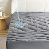 SONIVE Quilted Fitted Waterproof Mattress Pad - Soft and Fluffy Mattress Cover Waterproof Mattress Protector Fluffy Down Alternative Mattress Topper Machine Wash Durable (Grey Queen)