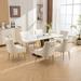 SEYNAR Set of 6 Contemporary Glam Linen Upholstered Dining Chairs or Vanity Chairs Featuring Rear Handles