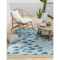 Unique Loom Shoal Outdoor Coastal Rug 10 0 x 10 0 Square Blue