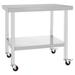 SKYSHALO 30x36x34 Inch Stainless Steel Workbench 3 Level Adjustable Rack with 4 Wheels Heavy Duty Commercial Food Prep Workbench with Brakes for Kitchen Prep Work