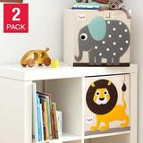 3 Sprouts Storage Boxes Kids Toy Chest 2 Pack- Storage Trunk for Boys and Girls Room Elephant and Lion