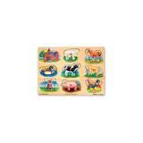 Melissa & Doug Farm Sound Puzzle - Wooden Peg Puzzle With Sound Effects (8 pcs)