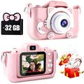 Kids Camera Toys for 3-8 Year Old Boys Children Digital Video Camcorder Camera with Cartoon Soft Silicone Cover Best Birthday Festival Gift for Kids - 32G SD Card Included