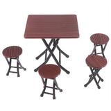 1:12 Dollhouse mini furniture folding table and chair set with 4 stool models