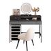 Corrigan Studio® 47.24"Black vanity w/ mirror & stool | Wayfair 15717CADB44644AE877ECD0C67552CC2