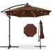 Arlmont & Co. 10Ft Solar LED Offset Hanging Outdoor Market Patio Umbrella W/Adjustable Tilt - Baby Blue in Blue/Navy | Wayfair