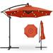 Arlmont & Co. 10Ft Solar LED Offset Hanging Outdoor Market Patio Umbrella W/Adjustable Tilt - Baby Blue in Brown | Wayfair