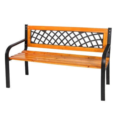 Lex Parkbank Tannenholz Gartenbank Sitzbank Holz Metall Terrasse Balkon 118x74cm : Natur hell Image