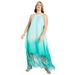 Plus Size Women's Fringe Hem Maxi Dress by June+Vie in Aqua Green Ombre (Size 30/32)