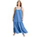 Plus Size Women's Strapless Tiered Midi Dress by June+Vie in Horizon Blue (Size 26/28)