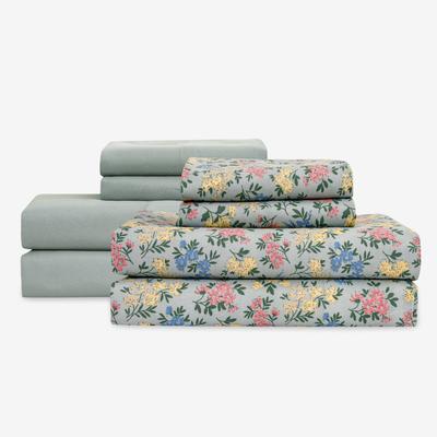 Sheet Set 2-Pack by BrylaneHome in Mint Floral (Size QUEEN)