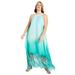 Plus Size Women's Fringe Hem Maxi Dress by June+Vie in Aqua Green Ombre (Size 14/16)