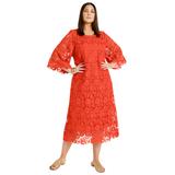 Plus Size Women's Bell-Sleeve Lace Midi Dress by June+Vie in Nectarine (Size 14/16)