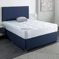 Divan Base Direct Dura Beds Ashleigh Damask Orthopaedic Pocket Sprung Divan Bed Set 2Ft6 Small Single 2 Drawers Side- Naples Blue