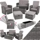 Tectake Rattan Garden Furniture Set Bari - 6 Seats 1 Table - Garden Table And Chairs Bistro Set - Grey