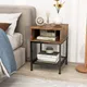 Costway 2-Tier End Table Nightstand Industrial Coffee Sofa Beside Table W/ Mesh Shelf