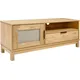 Seconique Corona Rattan 1 Door 1 Drawer Tv Unit In Distressed Wax Pine And Rattan Effect