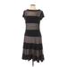 R&M Richards Casual Dress - A-Line: Black Stripes Dresses - Women's Size 10
