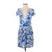 Lilly Pulitzer Casual Dress - Mini V-Neck Short sleeves: Blue Floral Dresses - Women's Size Small