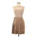 BCBGMAXAZRIA Cocktail Dress - Mini Open Neckline Sleeveless: Tan Print Dresses - New - Women's Size 6