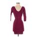 Bebe Casual Dress - Bodycon: Burgundy Solid Dresses - Women's Size Small