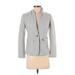 Ann Taylor LOFT Blazer Jacket: Short Gray Solid Jackets & Outerwear - Women's Size 0 Petite