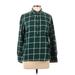 Tommy Hilfiger Long Sleeve Button Down Shirt: Green Plaid Tops - Women's Size Large
