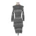 Free People Casual Dress - Bodycon High Neck 3/4 sleeves: Gray Dresses - Women's Size Small