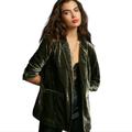 Anthropologie Jackets & Coats | By Anthropologie Velvet Tulip-Back Blazer, Color Moss, Size M | Color: Green | Size: M