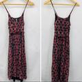 Free People Dresses | Free People Feather Leaf Print Cross Front Dress Sz Xs | Color: Black/Red | Size: Xs