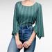 Anthropologie Tops | Anthropologie | W5 Teal Green Dotted Pin Stripe Ruffled Sleeve Peasant Blouse | Color: Green/White | Size: S