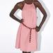 Zara Dresses | Nwt Zara Pink Chunky Chain Belt Halter Mini Dress Xs | Color: Pink | Size: Xs