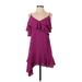 BCBGMAXAZRIA Casual Dress - Mini V Neck Sleeveless: Purple Solid Dresses - Women's Size 0