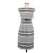 Calvin Klein Casual Dress - Midi: Gray Stripes Dresses - Women's Size 6