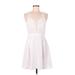 BCBGeneration Cocktail Dress - Mini V-Neck Sleeveless: White Solid Dresses - Women's Size 6