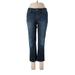 Simply Vera Vera Wang Jeans - Mid/Reg Rise Boot Cut Boyfriend: Blue Bottoms - Women's Size 10 Petite - Dark Wash