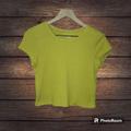 American Eagle Outfitters Tops | American Eagle Waffle Baby Tee Size S | Color: Green/Yellow | Size: S