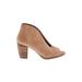 Lucky Brand Ankle Boots: Slip-on Chunky Heel Casual Tan Print Shoes - Women's Size 8 1/2 - Peep Toe