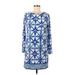 MICHAEL Michael Kors Casual Dress - Shift High Neck 3/4 sleeves: Blue Dresses - Women's Size Medium Petite