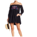 Free People Dresses | Free People Dress Off Shoulder Embroidered Black Sunbeams Floral Lined Size S | Color: Black | Size: S