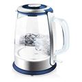 Kettles, 1.5L Glass Kettle,1850W Eco Water Kettle with Illuminated Led, Bpa Free Cordless Water Boiler with Stainless Steel Inner Lid，Suitable for Family Outings and Travel/Blue/21 * 21 * 23Cm elegant