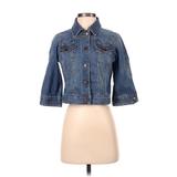 Ann Taylor LOFT Outlet Denim Jacket: Mid-Length Blue Print Jackets & Outerwear - Women's Size 2X-Small