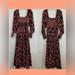 Free People Dresses | New Free People Sz S Sweet Escape Smocked Floral Long Sleeve Tiered Maxi Dress | Color: Black | Size: S