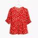 Madewell Tops | Madewell Puff-Sleeve Button-Front Top Happy Hibisc | Color: Red/White | Size: Xxs