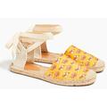 J. Crew Shoes | New J. Crew Lace-Up Espadrille Sandal Ankle Wrap Flat Orange Floral Size 8.5m | Color: Orange | Size: 8.5