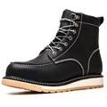 SL-Saint Handmade Soft Moc Toe Waterproof Goodyear-welted Boots 6’’ Classic Full Grain Leather (Black, Adult, Men, 10, Numeric, UK Footwear Size System, Medium)