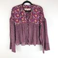 Free People Jackets & Coats | Free People Malia Babydoll Jacket Tie Front Floral Beaded Purple Oversized Xs | Color: Purple | Size: Xs